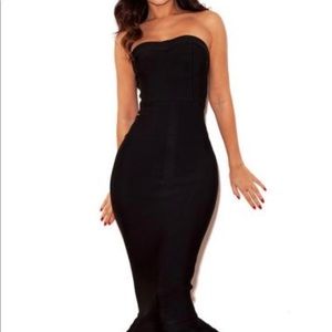 Black bandage flute dress